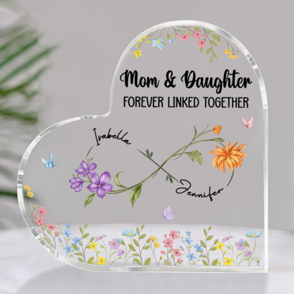 Mother And Daughter Forever Linked Together - Personalized Custom Acrylic Plaque