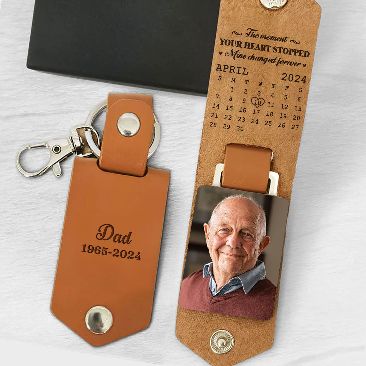 The Moment - Personalized Leather Photo Keychain