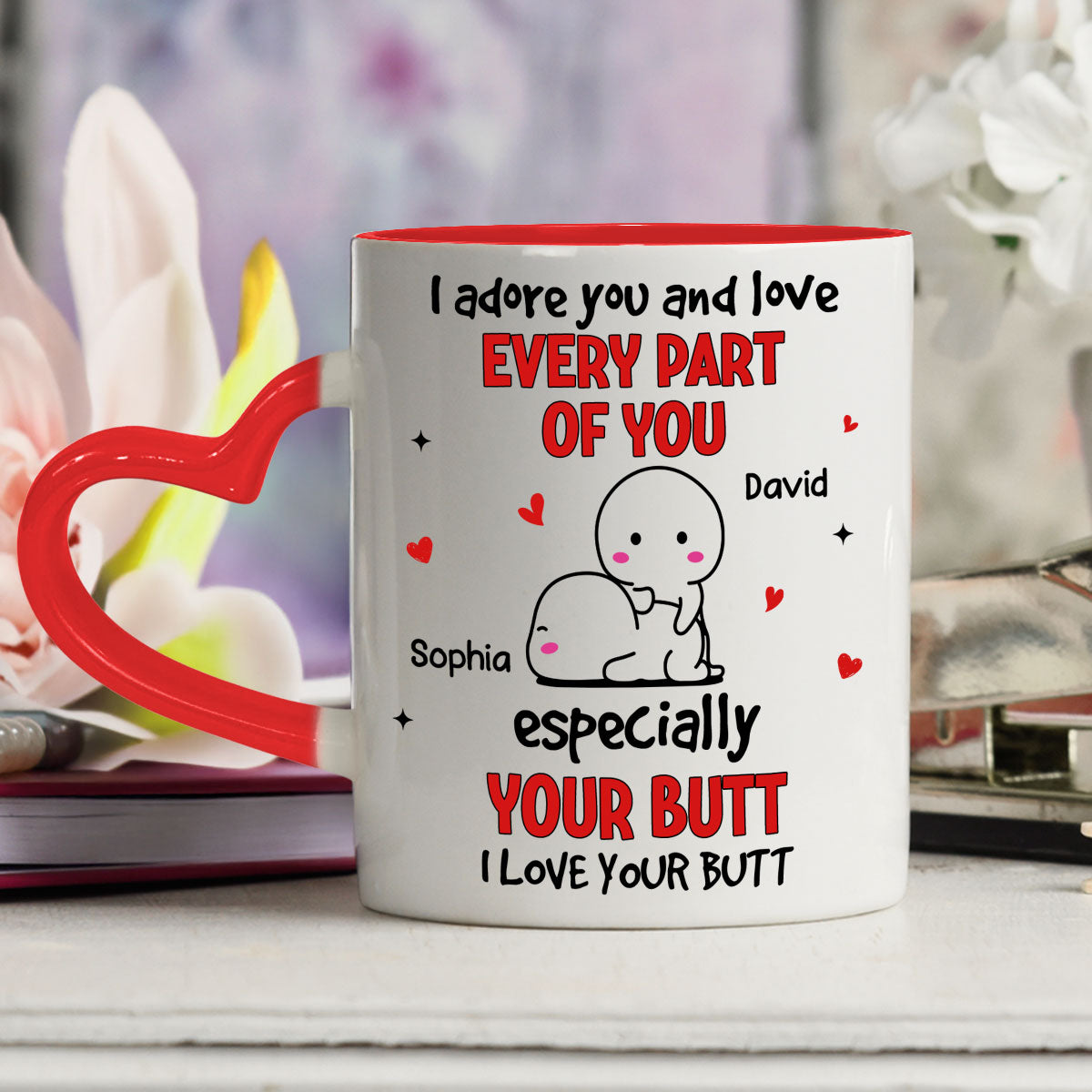 Love Your Butt - Personalized Custom Heart Handle Mug