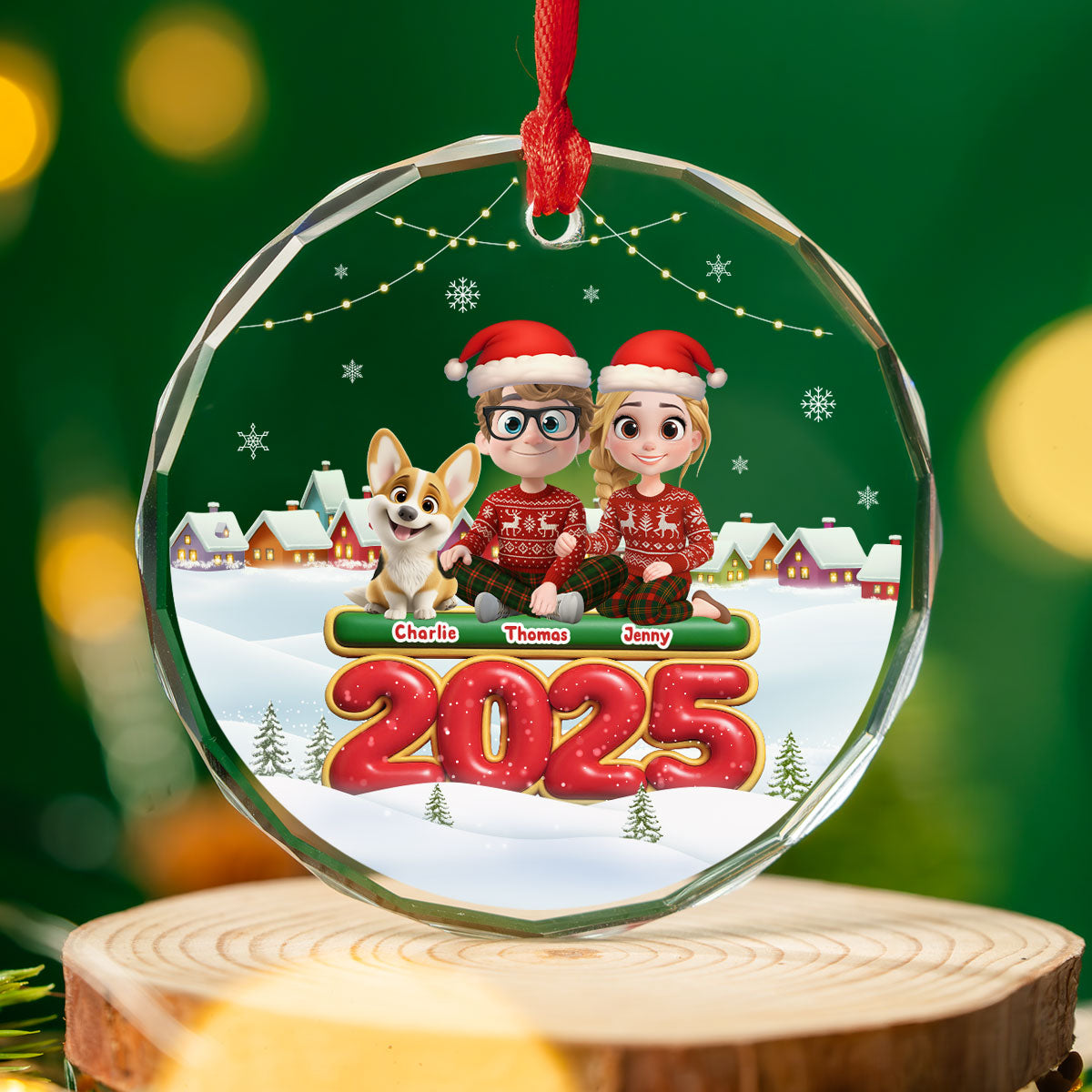 We And Our Dog - Personalized Custom Glass Ornament