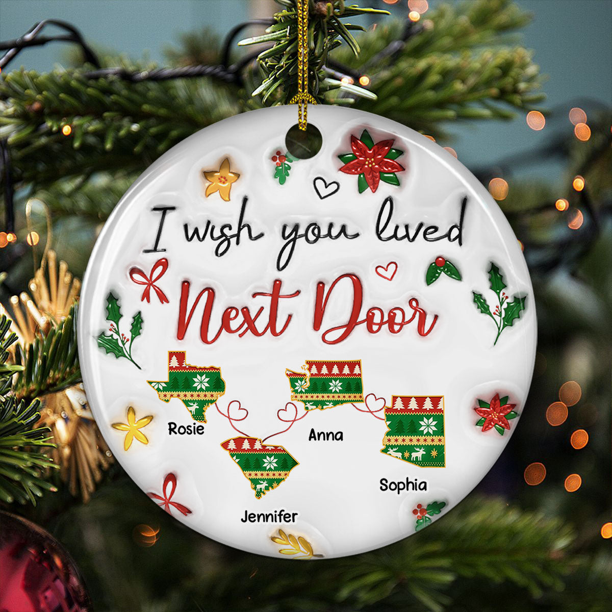 I Wish You Lived Here - Personalized Custom 3D Inflated Effect Ceramic Ornament