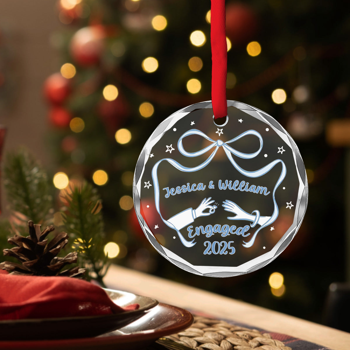 Our Engagement 2025 - Personalized Custom Glass Ornament