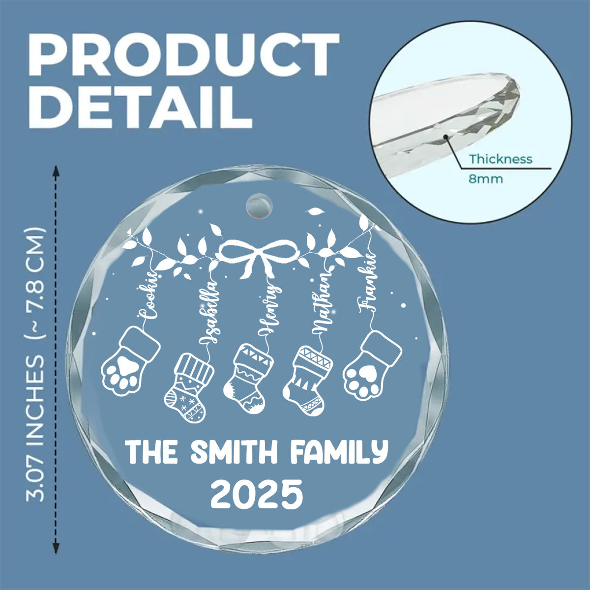 Our Family Love - Personalized Custom Glass Ornament