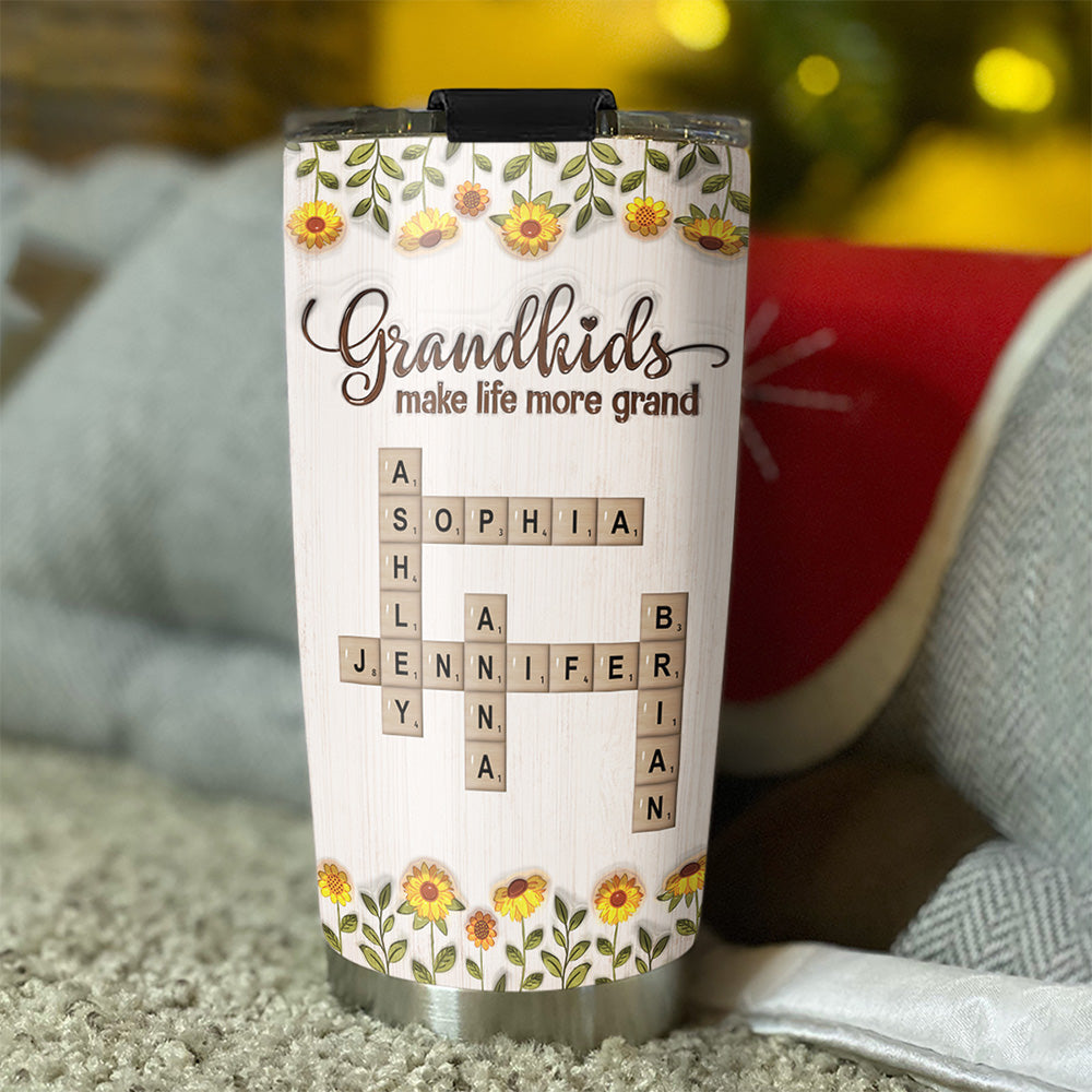 Grandkids Make Life Filled With Love Crossword - Personalized Custom 3D Inflated Effect Tumbler