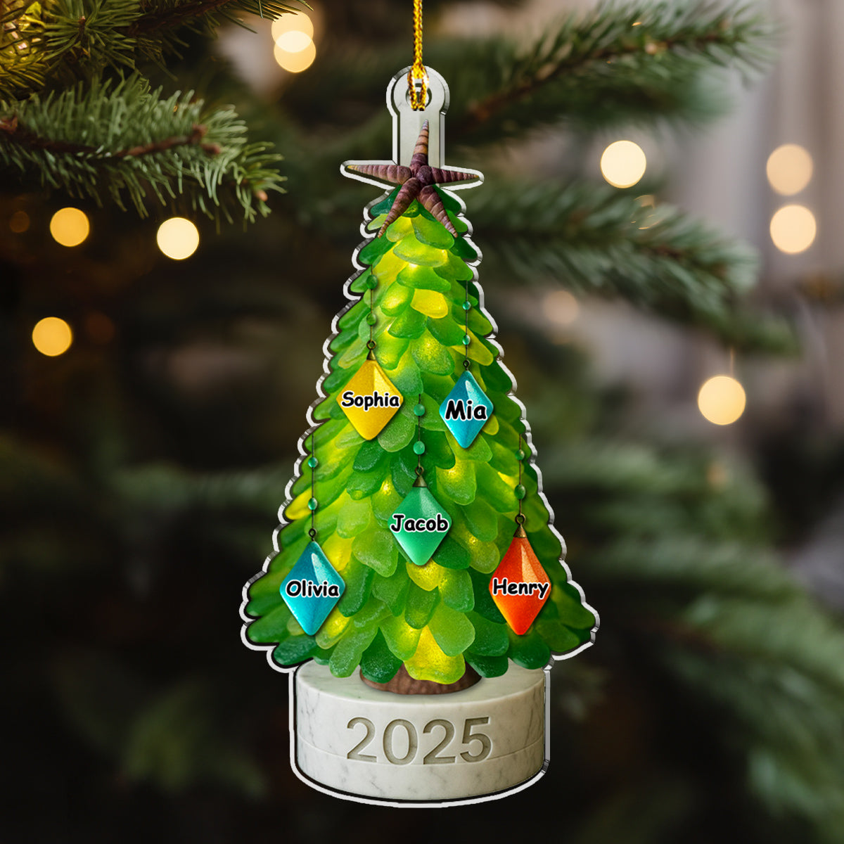 Sea Glass Family Christmas - Personalized Custom Acrylic Ornament