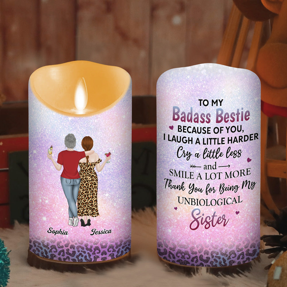 To My Badass Unbiological Sister - Personalized Custom LED Candle