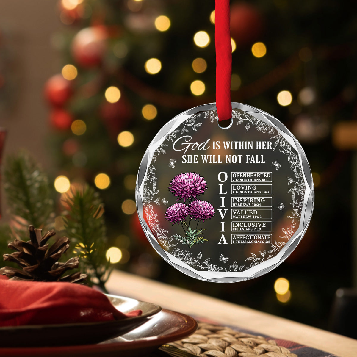 God Is Within Her She Will Not Fall - Personalized Custom Glass Ornament