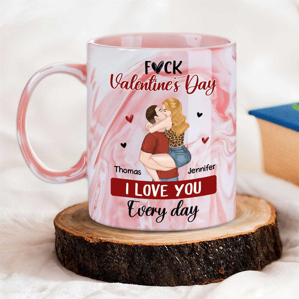 I Love You Every Day - Personalized Custom Pink Marble Mug
