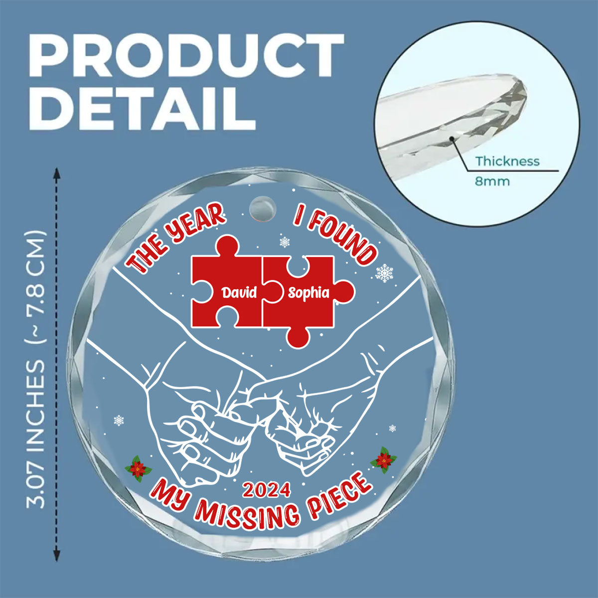 The Year I Found My Missing Piece  - Personalized Custom Glass Ornament