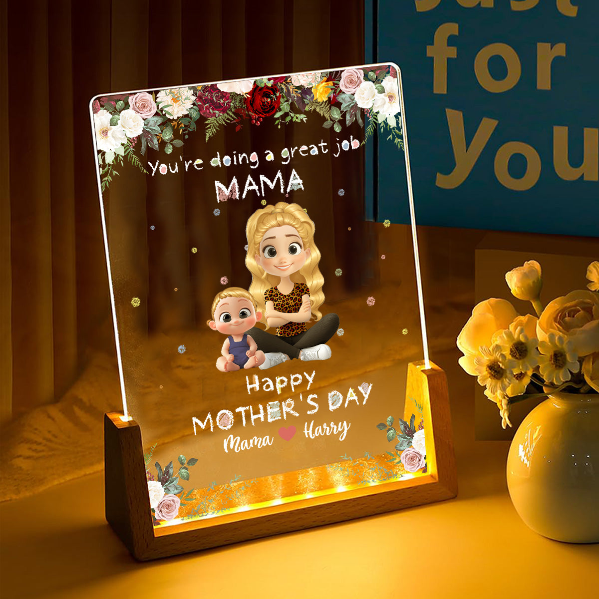 Great Mommy - Personalized Custom Plaque With Walnut Base