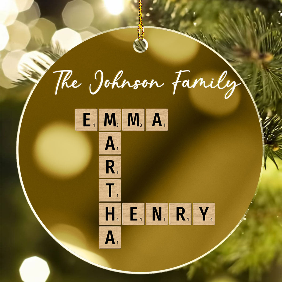 Family Besties Coworker Crossword Art - Personalized Custom Mirrored Acrylic Ornament