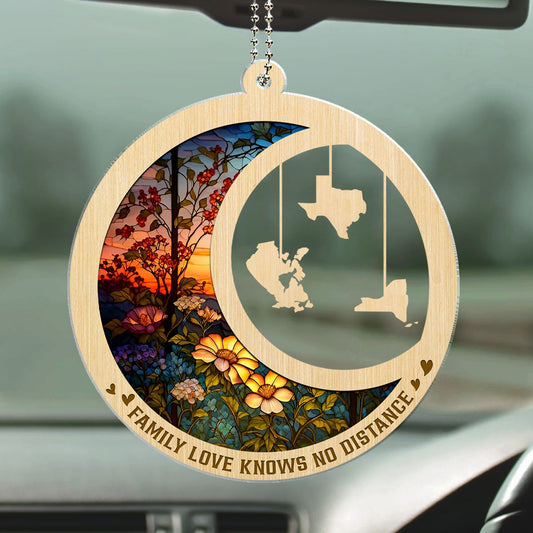 Family Love Knows No Distance Ver 2 - Personalized Custom Car Ornament