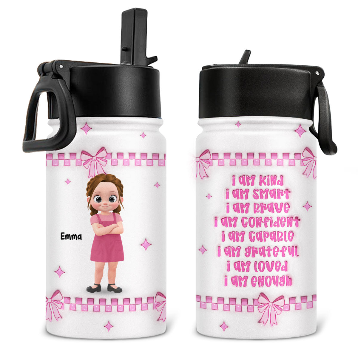Color Pop Kids - Personalized Custom 3D Inflated Effect Kids Water Bottle