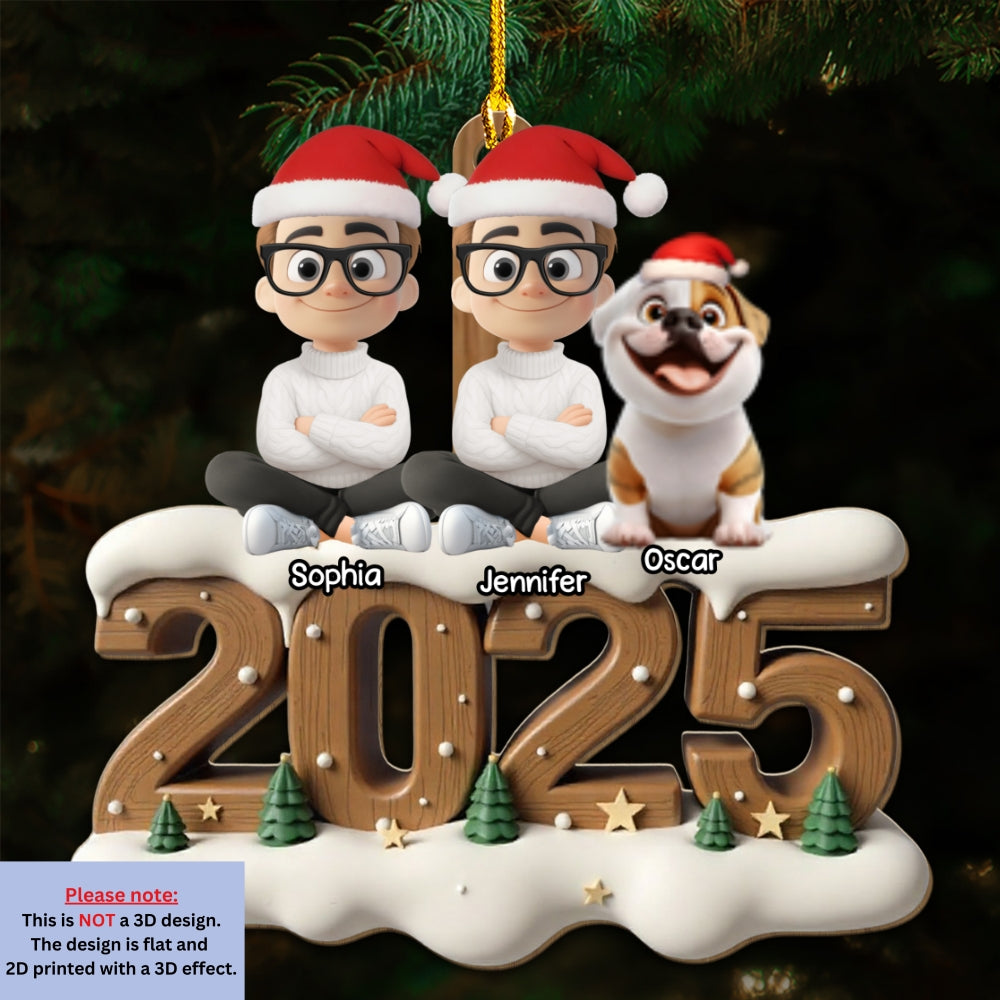 Together With Them This Year Onwards - Personalized Custom 3D Effect Wood Ornament