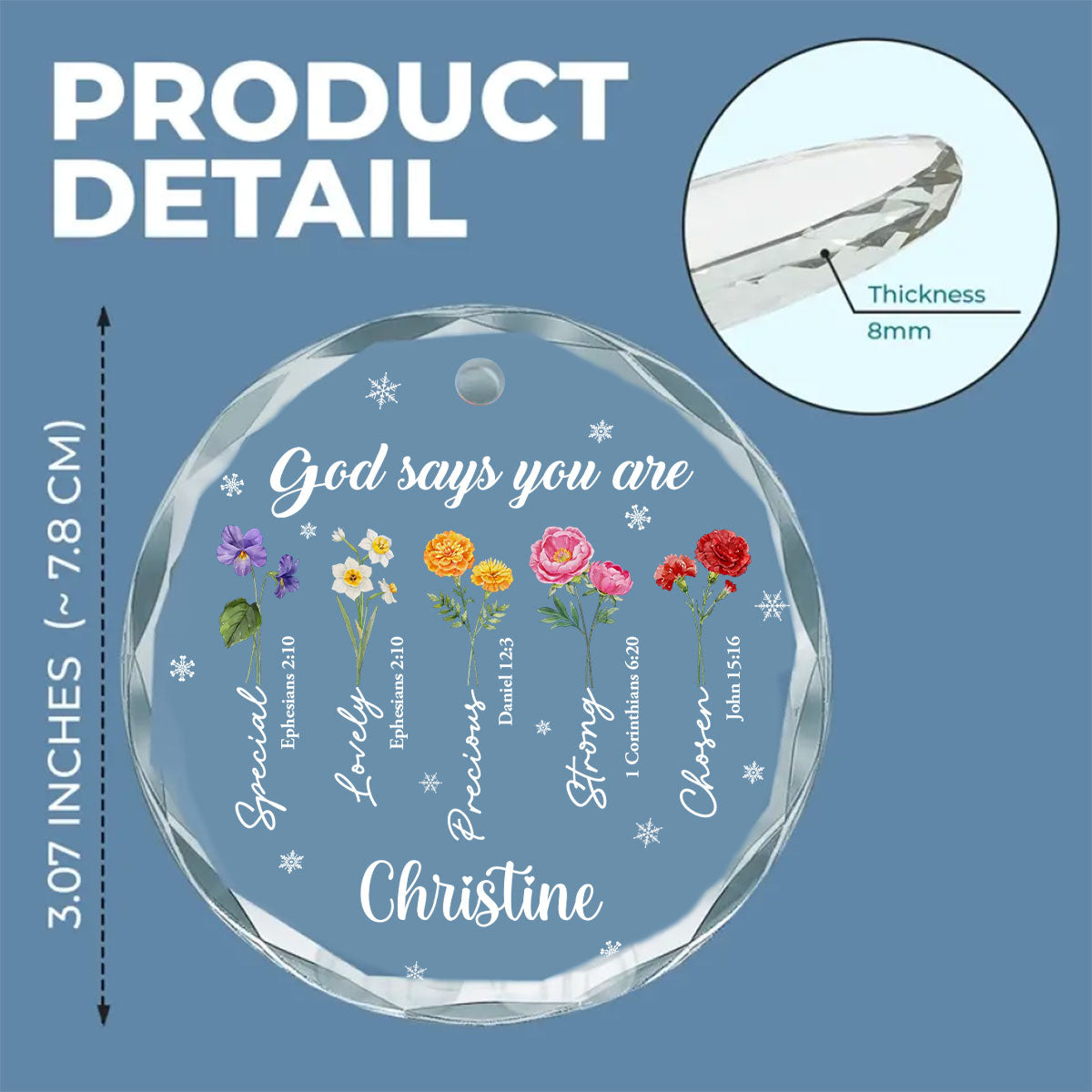 God Says You Are Flower Version - Personalized Custom Glass Ornament