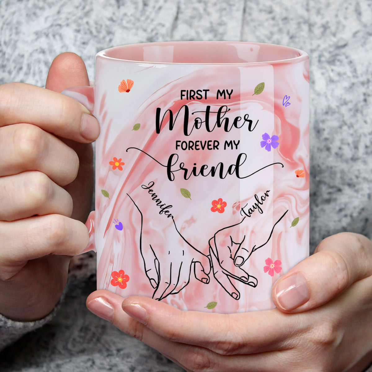 Forever My Friend - Personalized Custom Pink Marble Mug