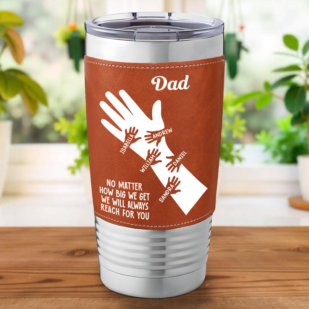 We Hold Our Hands Together And Forever - Personalized Custom Leather Tumbler