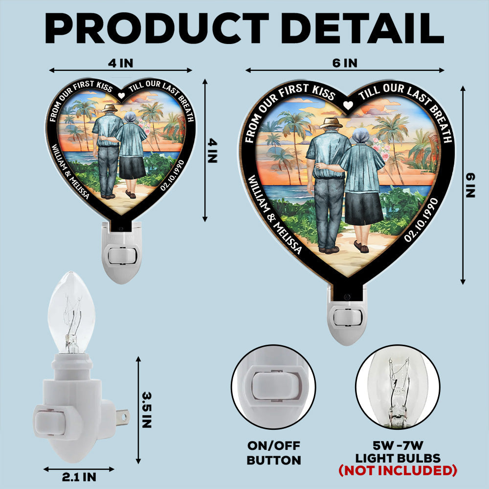 From Our First Kiss Version 2 - Personalized Custom Wood And Acrylic Night Light