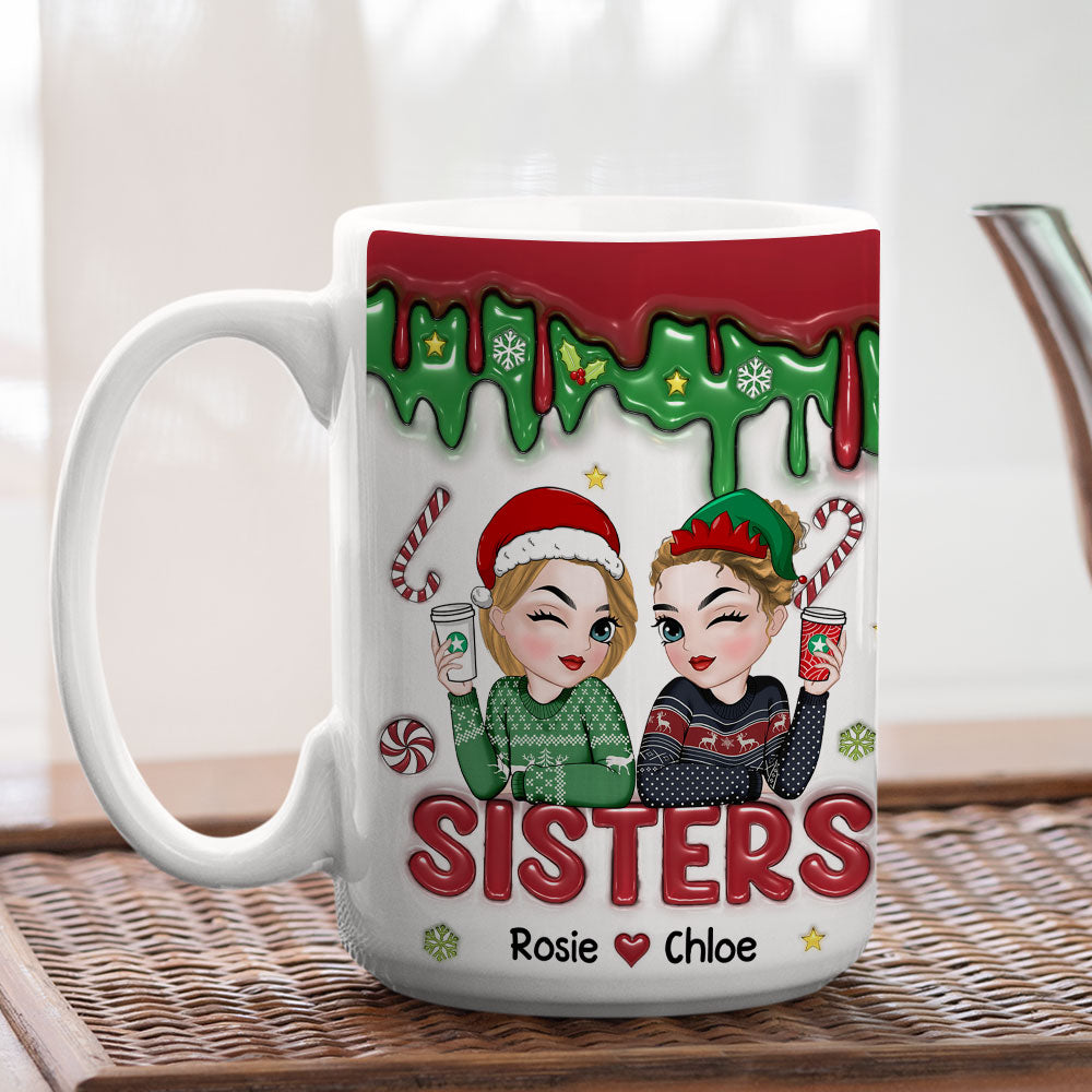 Besties Together Christmas 2024 - Personalized Custom 3D Inflated Coffee Mug