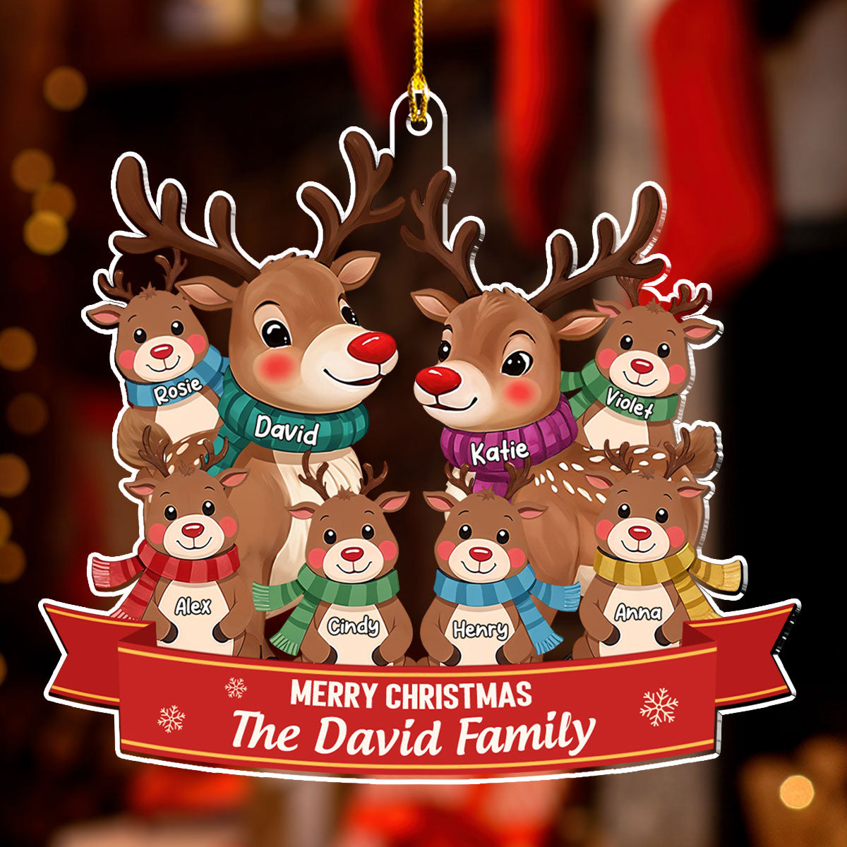 Reindeer Family - Personalized Custom Acrylic Ornament