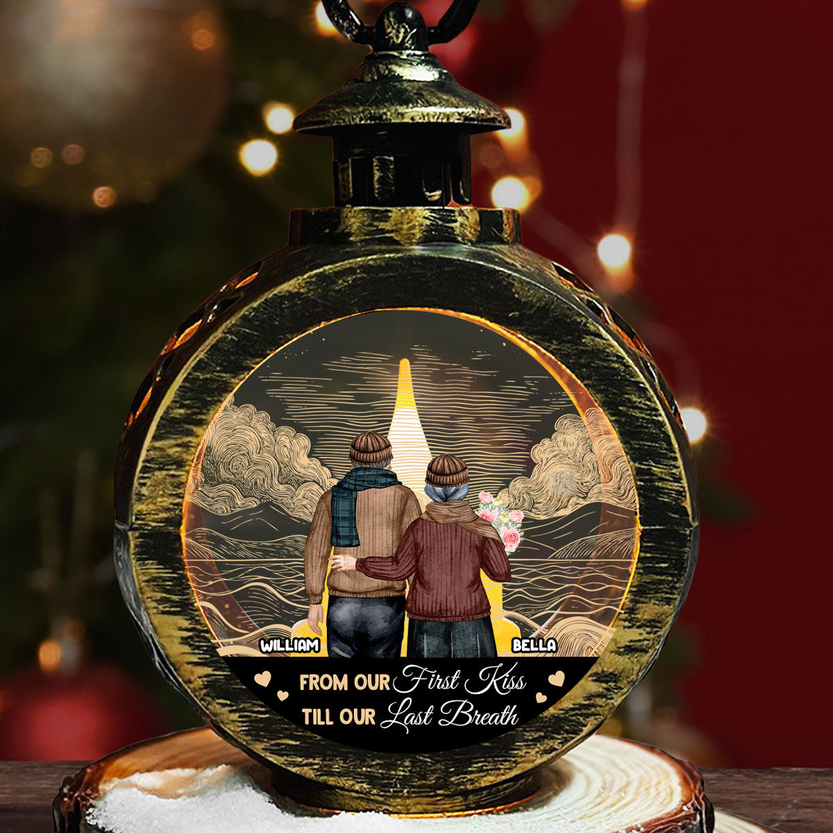 From Our First Kiss Till Our Last Breath - Personalized Custom Christmas Lantern