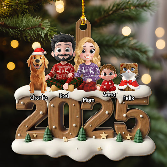 As A Family With Fur Babies - Personalized Custom 3D Effect Wood Ornament