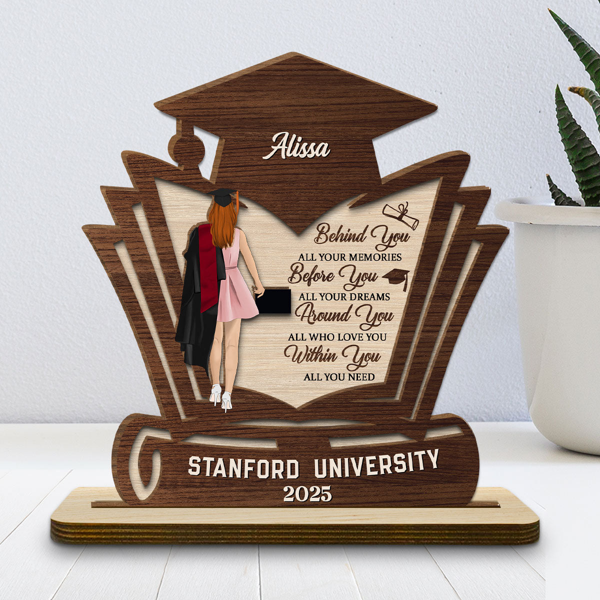 Before You All Your Dreams - Personalized Custom 2-Layer Wood Plaque With Flat Base