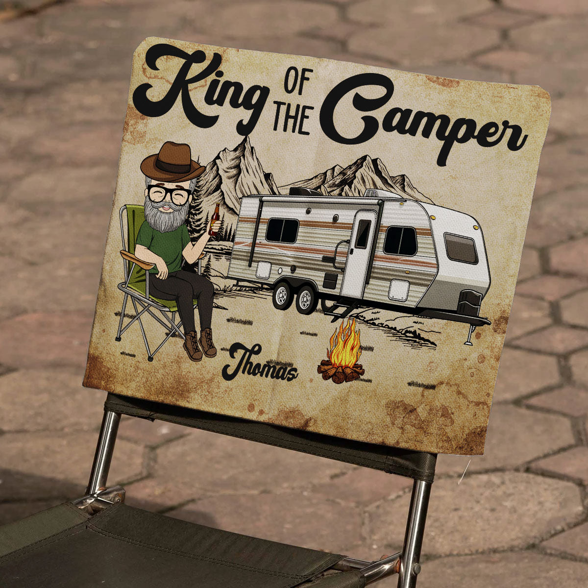 King Queen Of The Camper -  Personalized Custom Camping Chair Cover