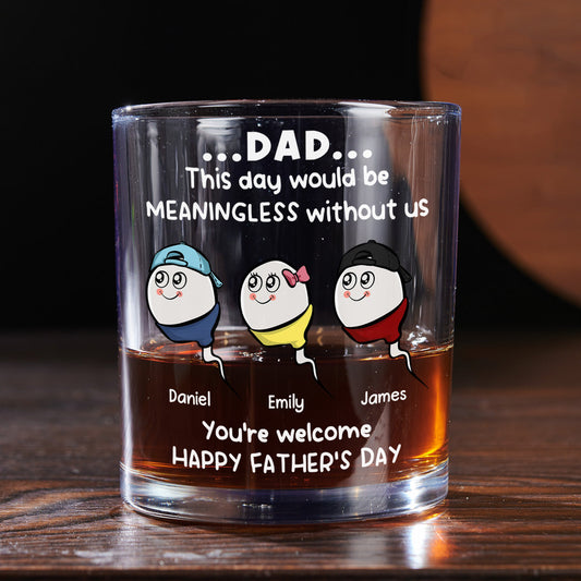 Our Existence Made You Dad - Personalized Custom Whiskey Glass