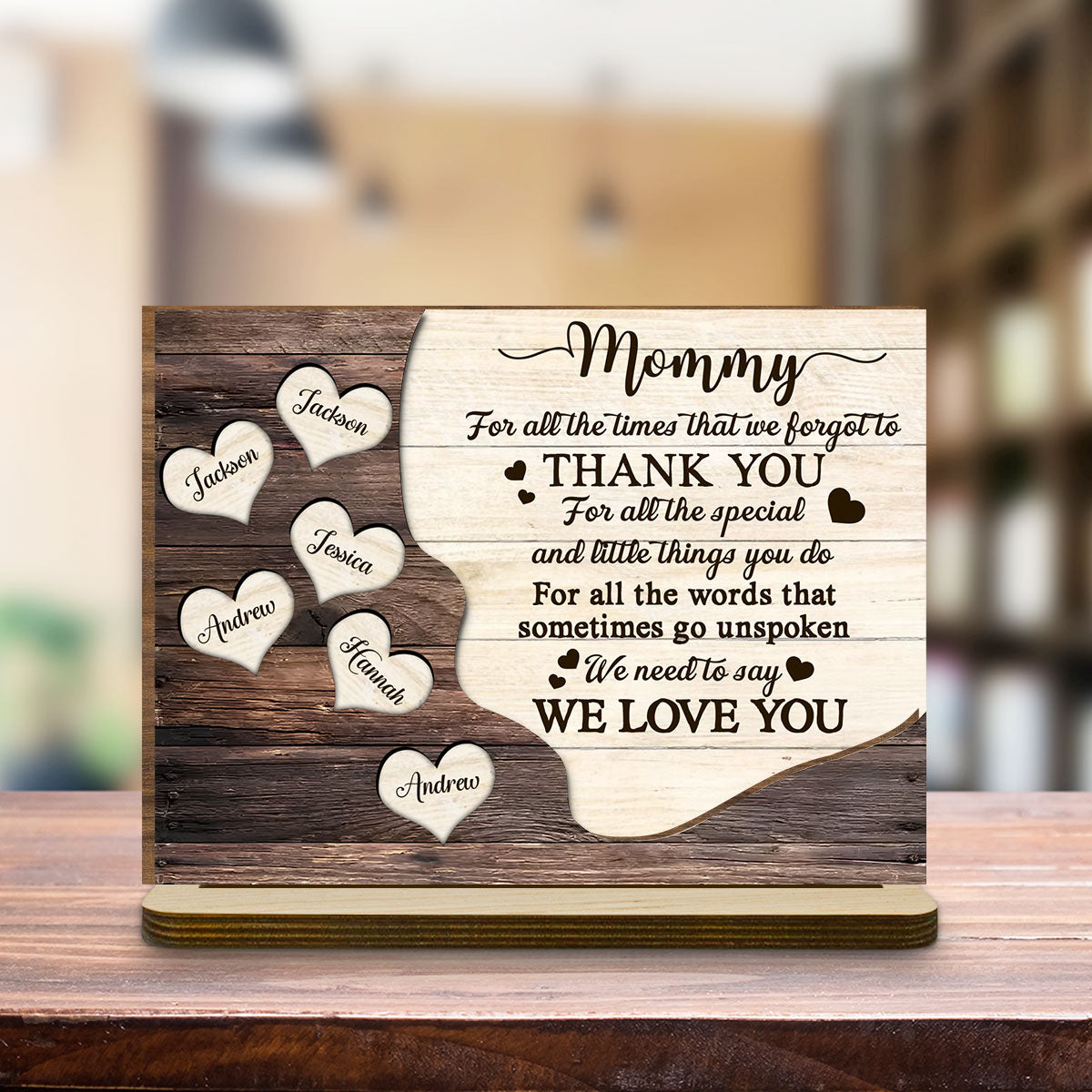 Thank You Mommy - Personalized Custom 2-Layer Wood Plaque With Flat Base