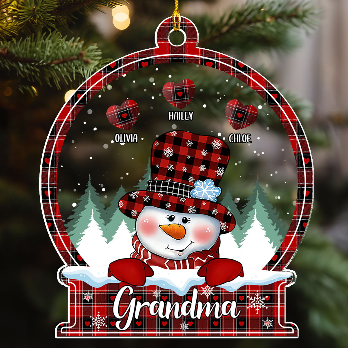 Snowman Grandma Sweet Heart - Personalized Custom Acrylic Ornament