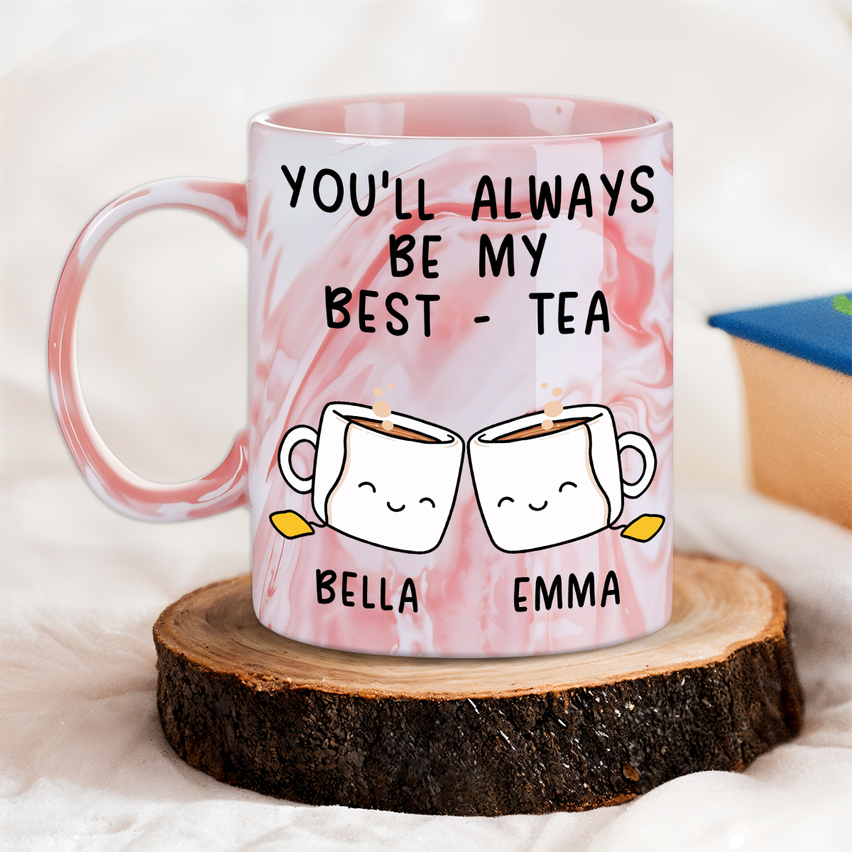 My Best Tea - Personalized Custom Pink Marble Mug