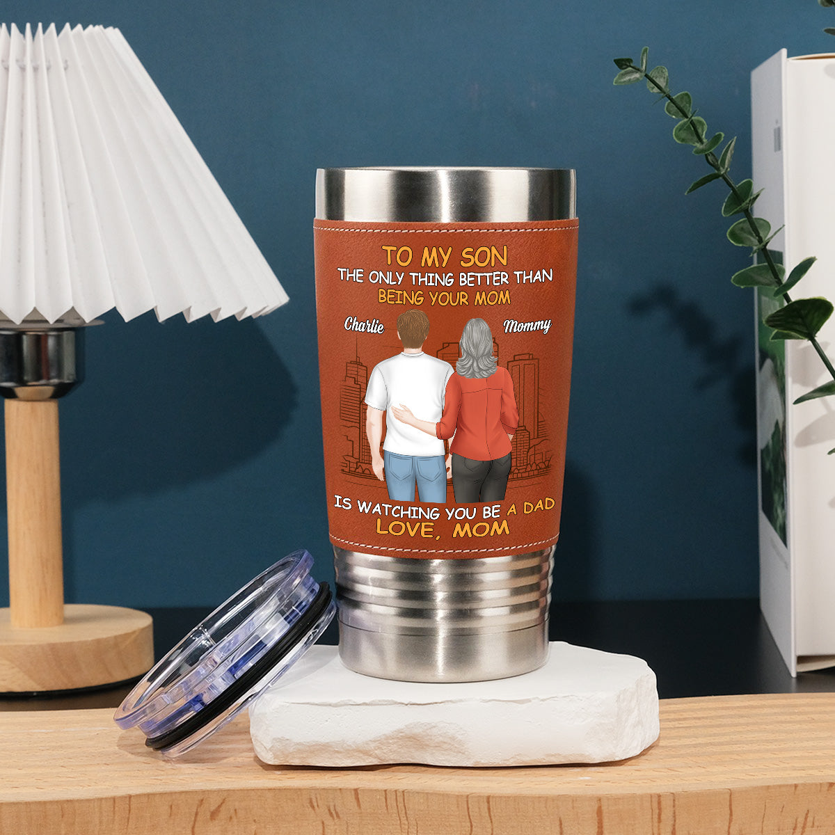 To My Son - Personalized Custom Leather Tumbler