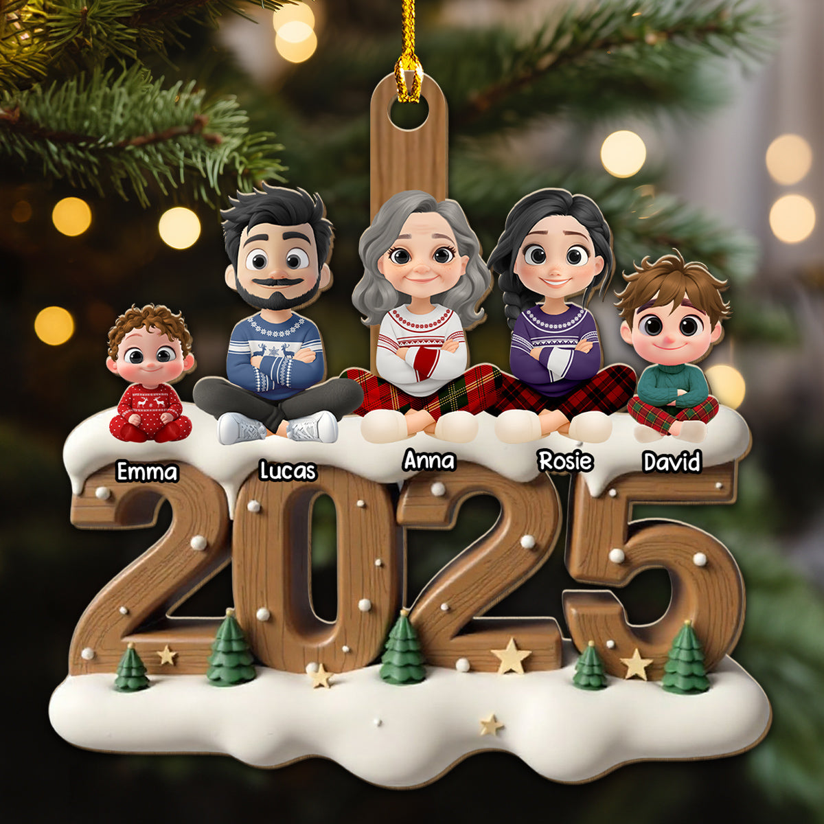 As An Extended Family - Personalized Custom 3D Effect Wood Ornament