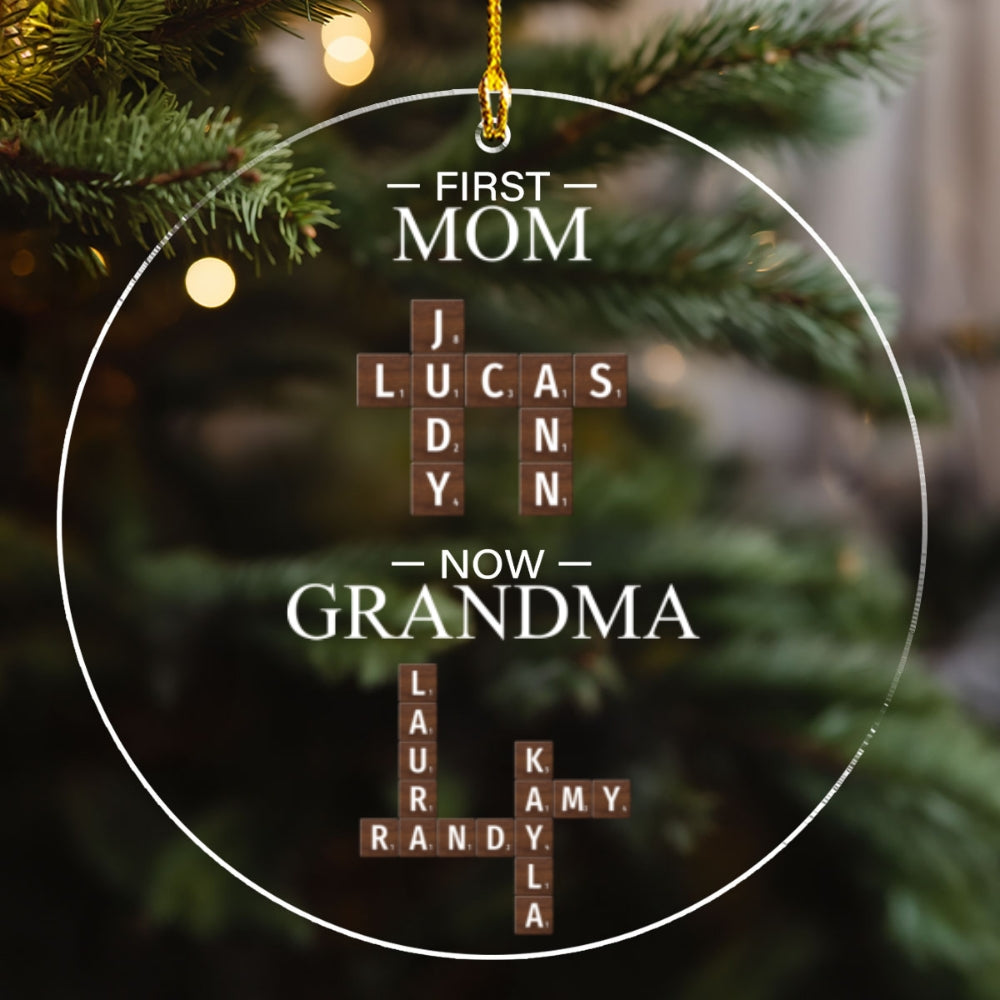 First Mom Now Grandma Crossword - Personalized Custom Acrylic Ornament