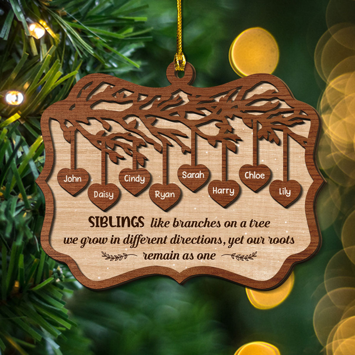 Sisters Like Branches On A Tree - Personalized Custom 2-Layered Wood Ornament