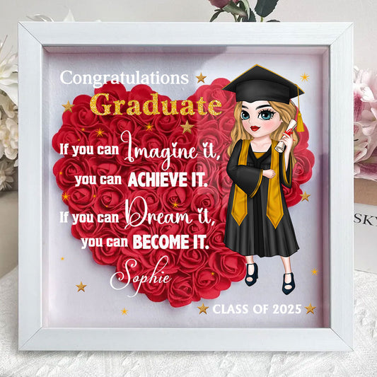 If You Can Dream It, You Can Become It - Personalized Custom Flower Shadow Box