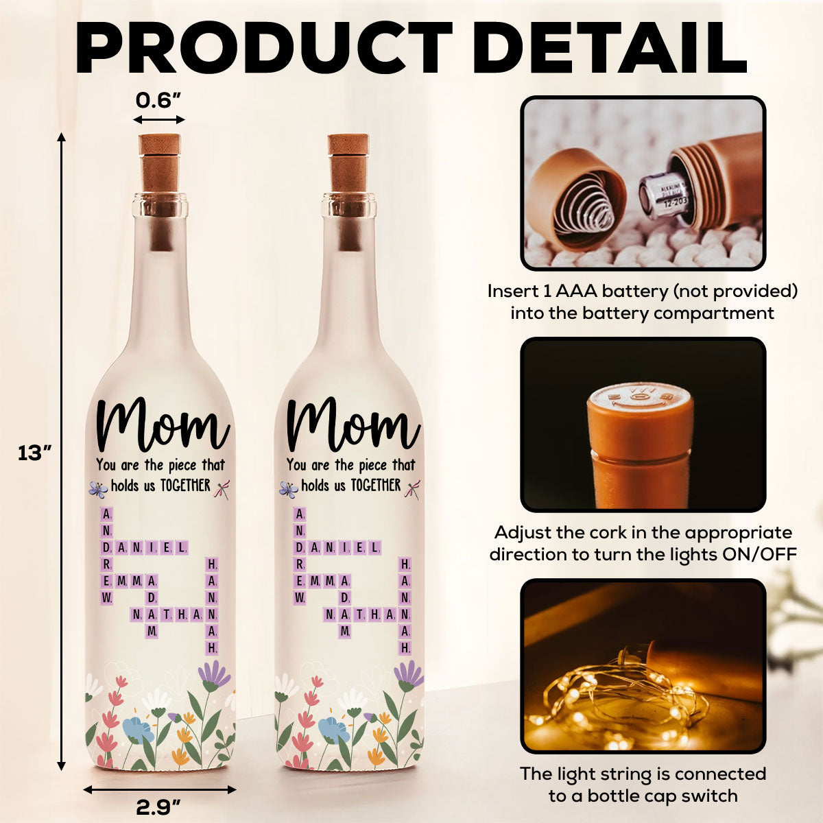 Hold Us Together - Personalized Custom Bottle Lamp