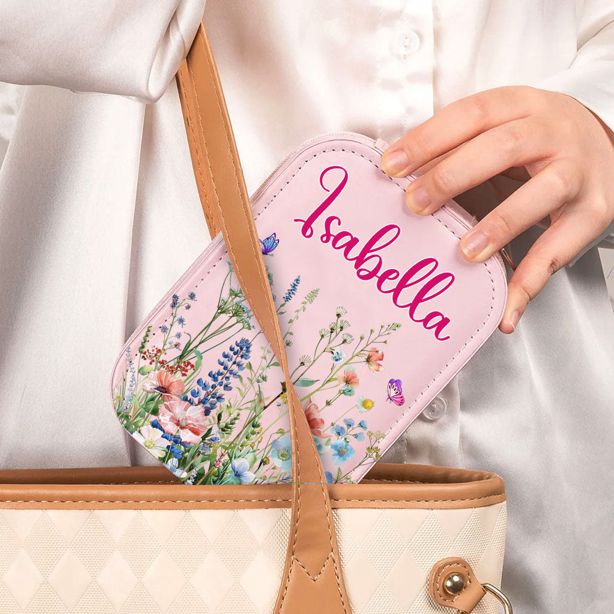 Vintage Floral - Personalized Custom Jewelry Box With LED Mirror