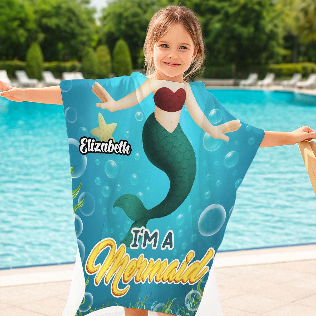 I Am Mermaid - Personalized Custom Hooded Beach Towel