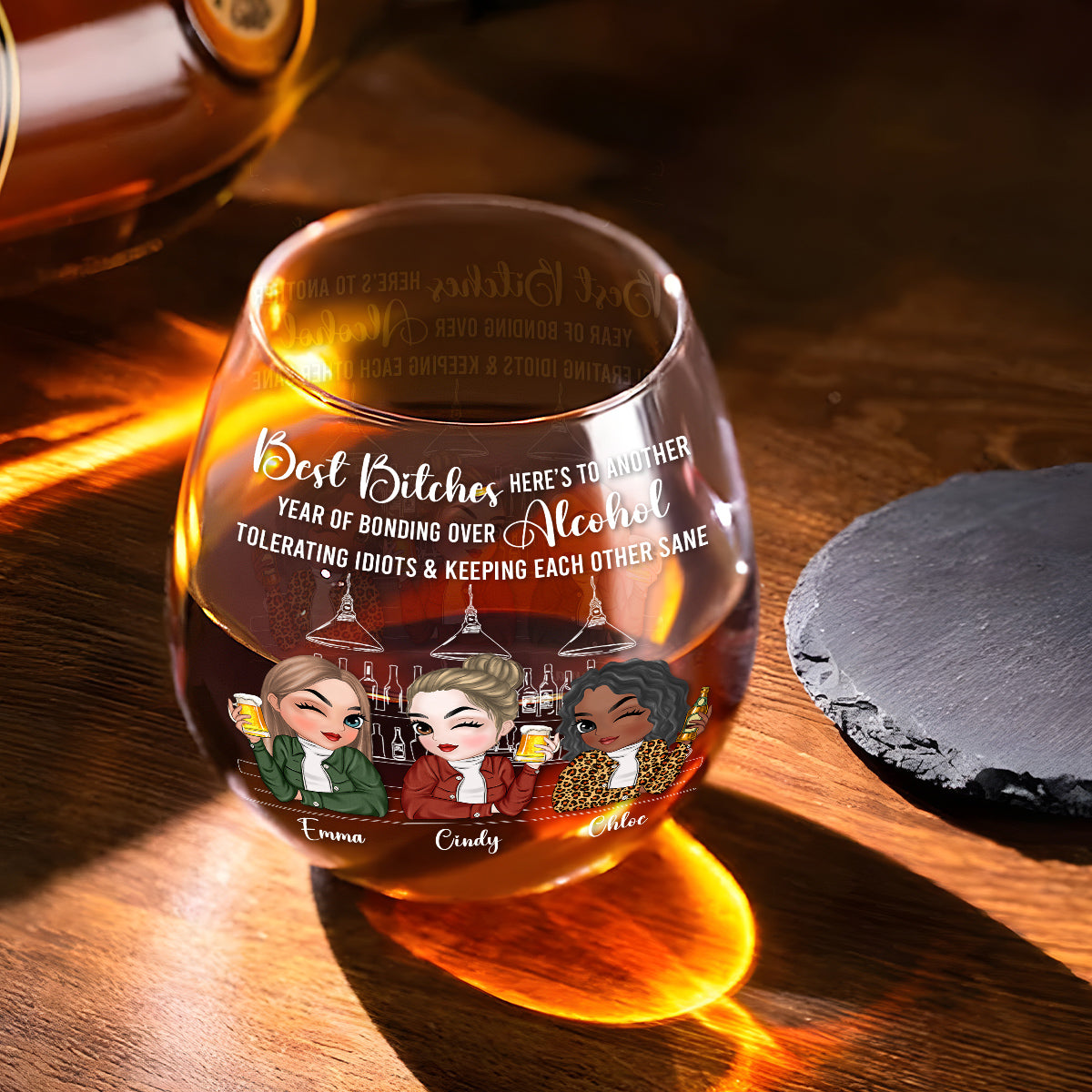 Bestie Friends Together - Personalized Custom Wine Glass