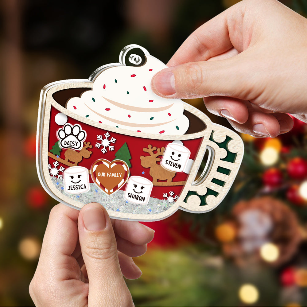 Family Merry Christmas - Personalized Custom Acrylic Shaker Ornament