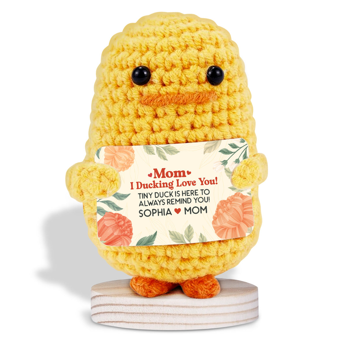 Mom I Ducking Love You - Personalized Custom Duck Crocheted Plushie With Message