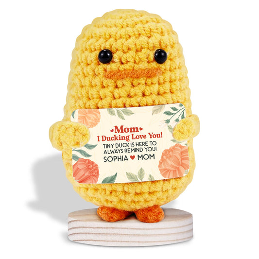 Mom I Ducking Love You - Personalized Custom Duck Crocheted Plushie With Message