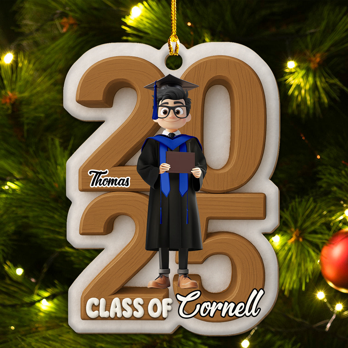 Graduated This Year - Personalized Custom 3D Effect Wood Ornament