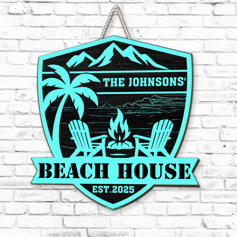 At The Beach House - Personalized Custom Wood Sign