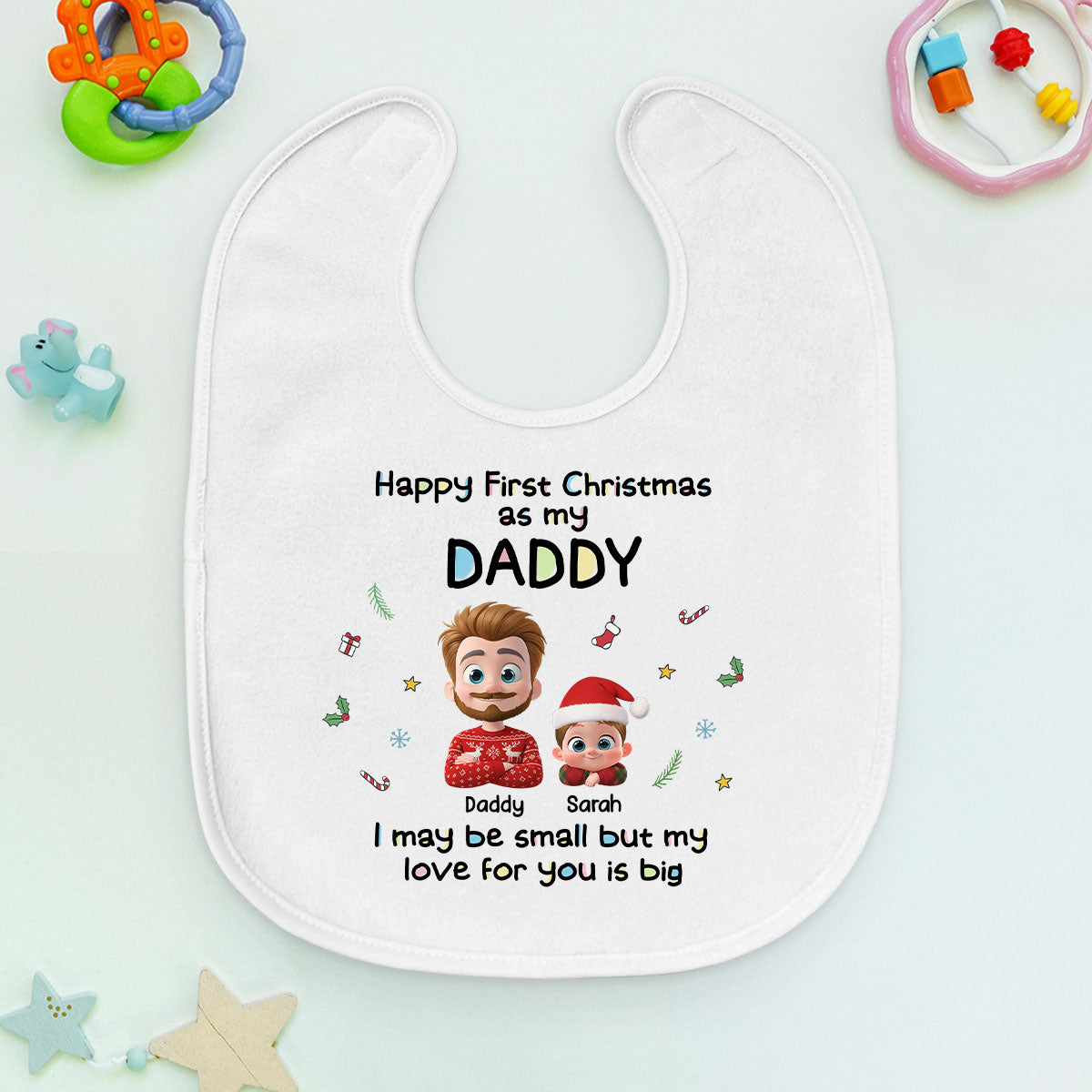 First Christmas Day With Baby - Personalized Custom Baby Bib