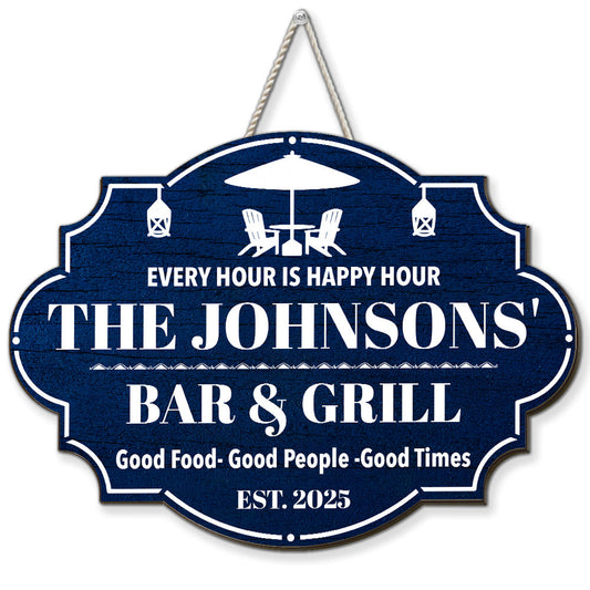 Happy Hour - Personalized Custom Wood Sign
