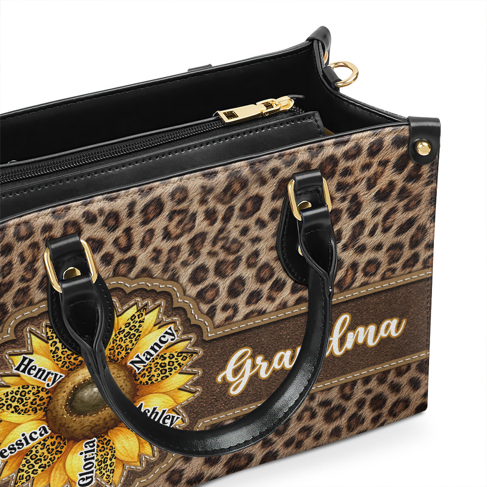 Grandma Sunflower - Personalized Custom Leather Bag
