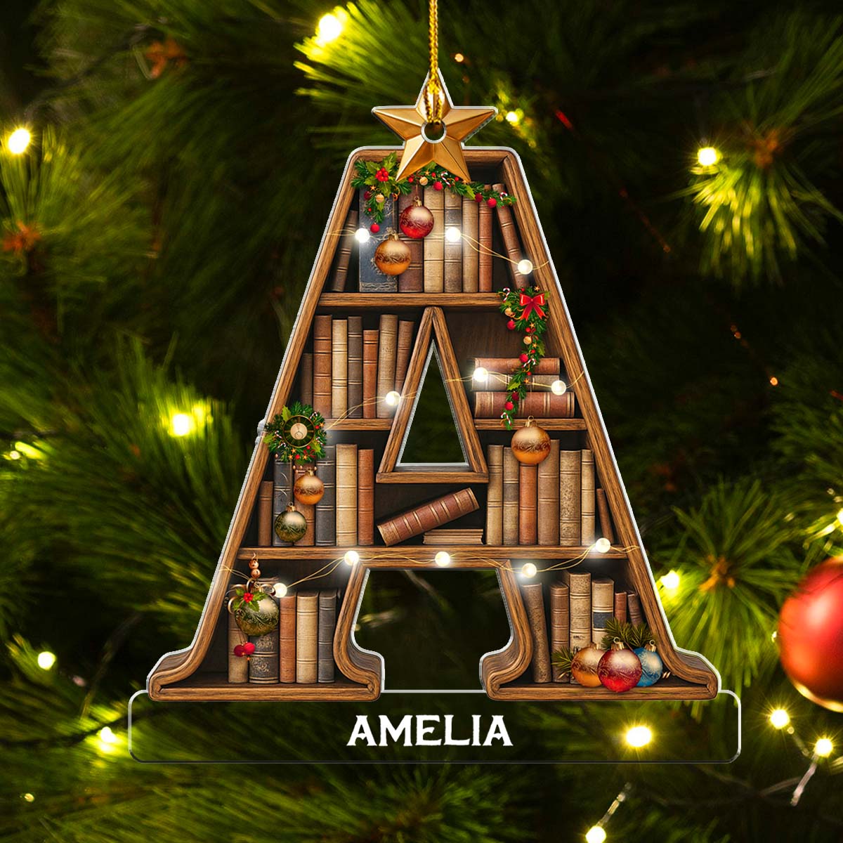 Bookaholic Christmas - Personalized Custom Acrylic Ornament
